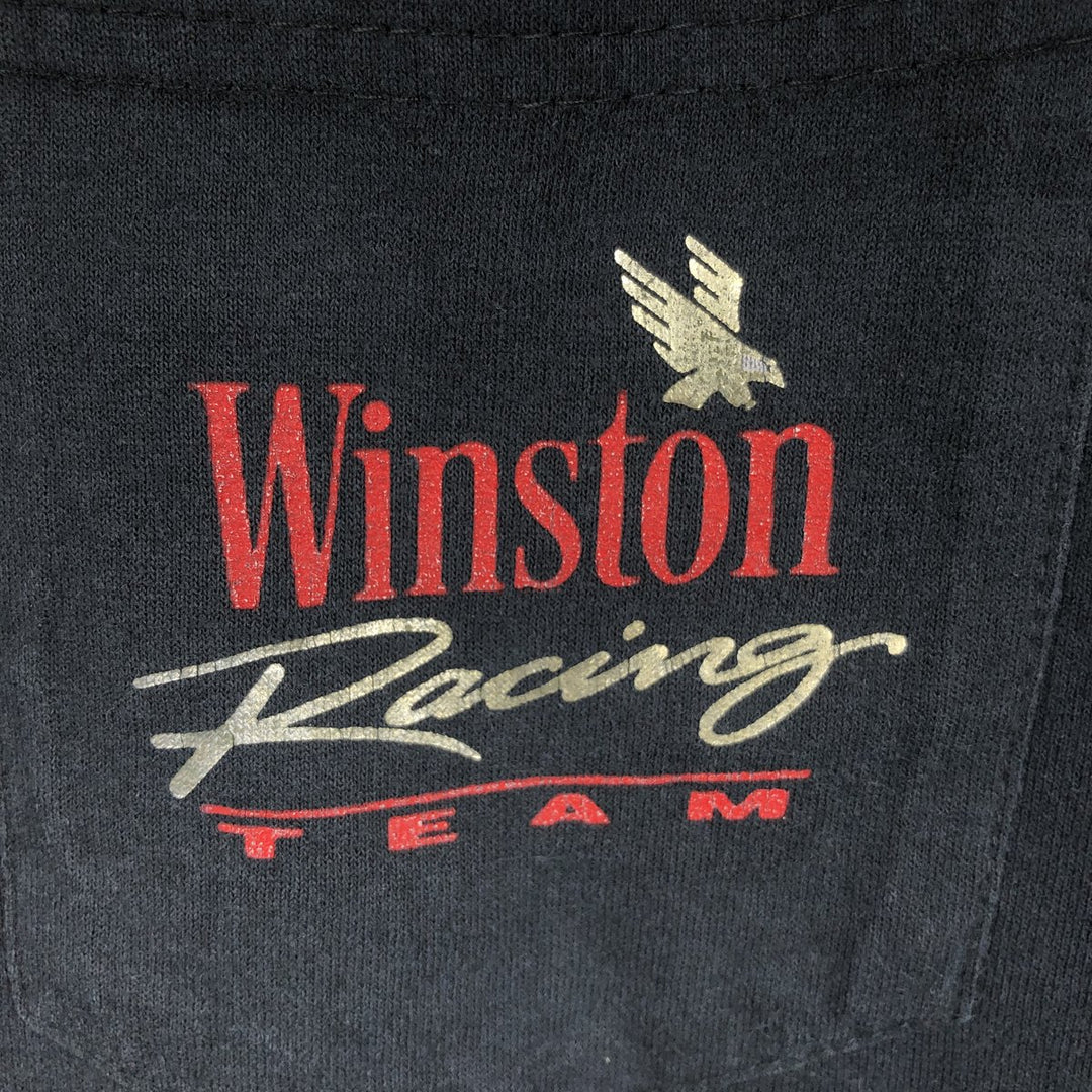 90'S American Born Winston Advertising T-Shirt, Made in USA, Men's XL equivalent, Vintage cotton black type Vintage Second Hand