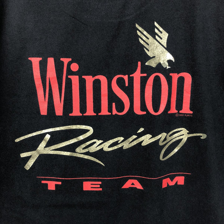 90'S American Born Winston Advertising T-Shirt, Made in USA, Men's XL equivalent, Vintage cotton black type Vintage Second Hand