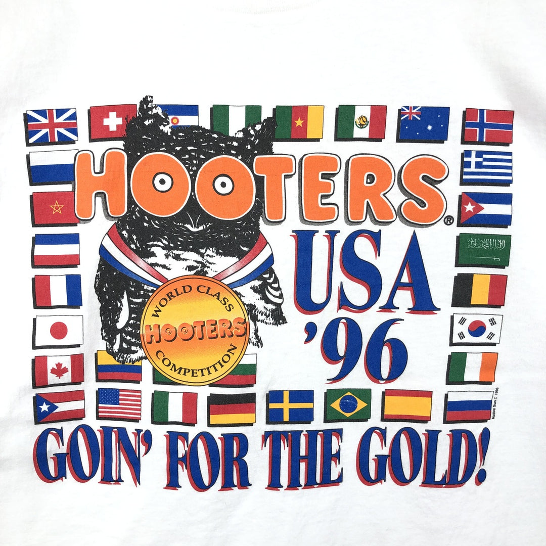 90'S Native Sun Hooters Flag Pattern Advertising T-Shirt, Made in USA, Men's XL equivalent, Vintage cotton white type Vintage Second Hand