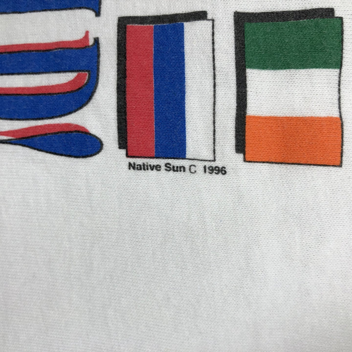 90'S Native Sun Hooters Flag Pattern Advertising T-Shirt, Made in USA, Men's XL equivalent, Vintage cotton white type Vintage Second Hand