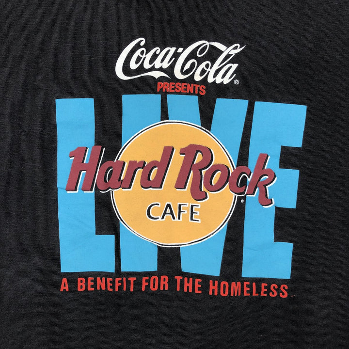 80s-90'S Royal FIRST CLASSIC Hard Rock Cafe Coca-Cola Advertising T-Shirt, Made in USA, Men's Size L (approx.) cotton black type Vintage Second Hand