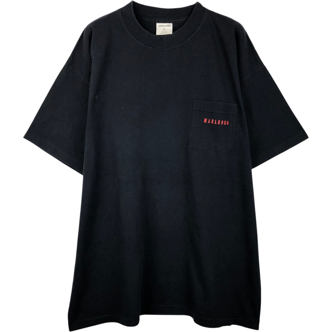 90'S American Born Marlboro Advertising T-Shirt, Made in USA, Men's XL equivalent, Vintage cotton black type Vintage Second Hand