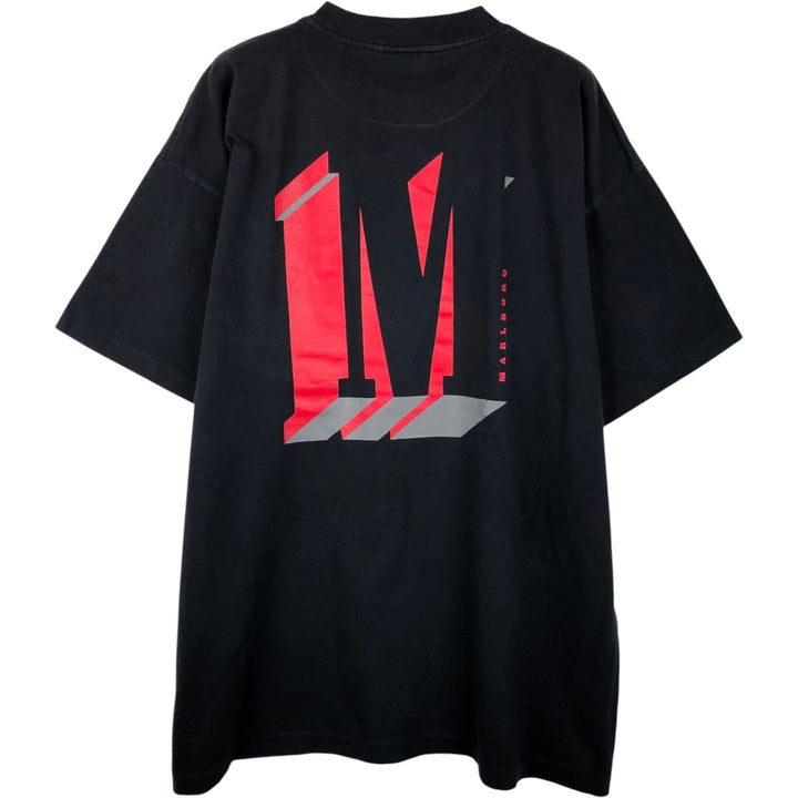 90'S American Born Marlboro Advertising T-Shirt, Made in USA, Men's XL equivalent, Vintage cotton black type Vintage Second Hand