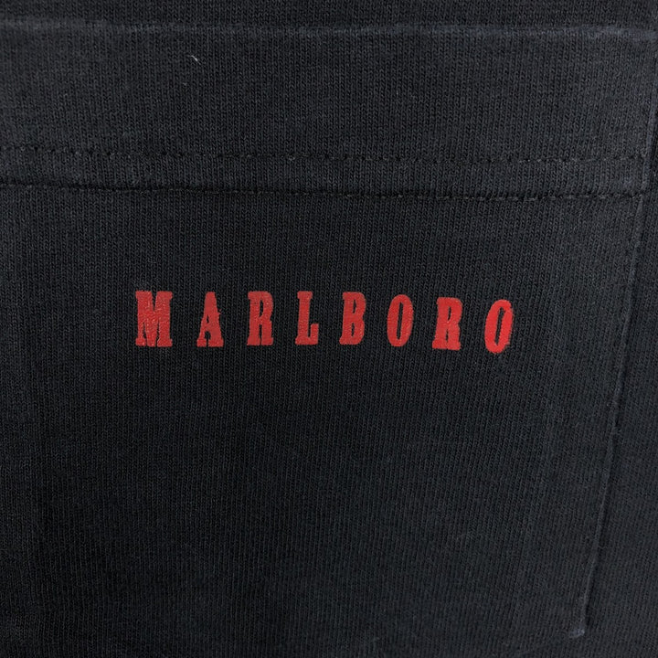 90'S American Born Marlboro Advertising T-Shirt, Made in USA, Men's XL equivalent, Vintage cotton black type Vintage Second Hand