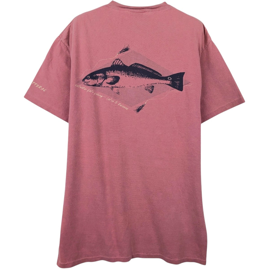 90'S ONEITA Fish Print Animal T-Shirt, Made in USA, Men's Size M (Equivalent), Vintage cotton pink type Vintage Second Hand