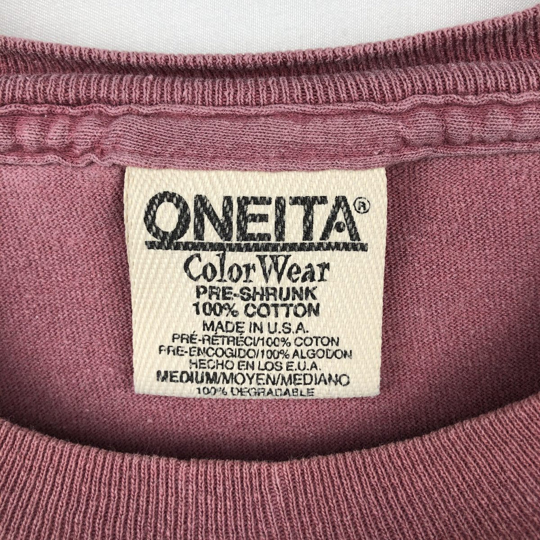 90'S ONEITA Fish Print Animal T-Shirt, Made in USA, Men's Size M (Equivalent), Vintage cotton pink type Vintage Second Hand