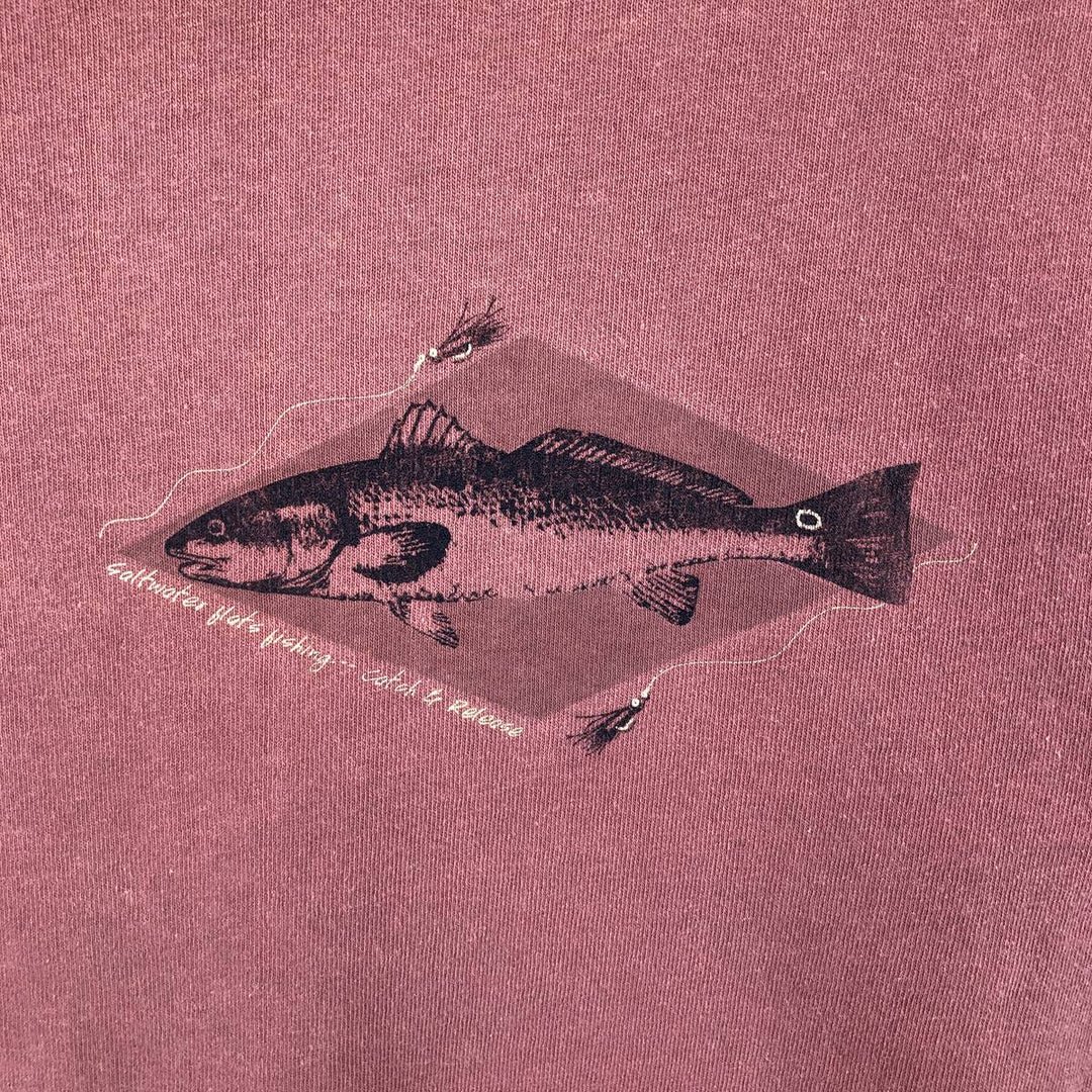 90'S ONEITA Fish Print Animal T-Shirt, Made in USA, Men's Size M (Equivalent), Vintage cotton pink type Vintage Second Hand