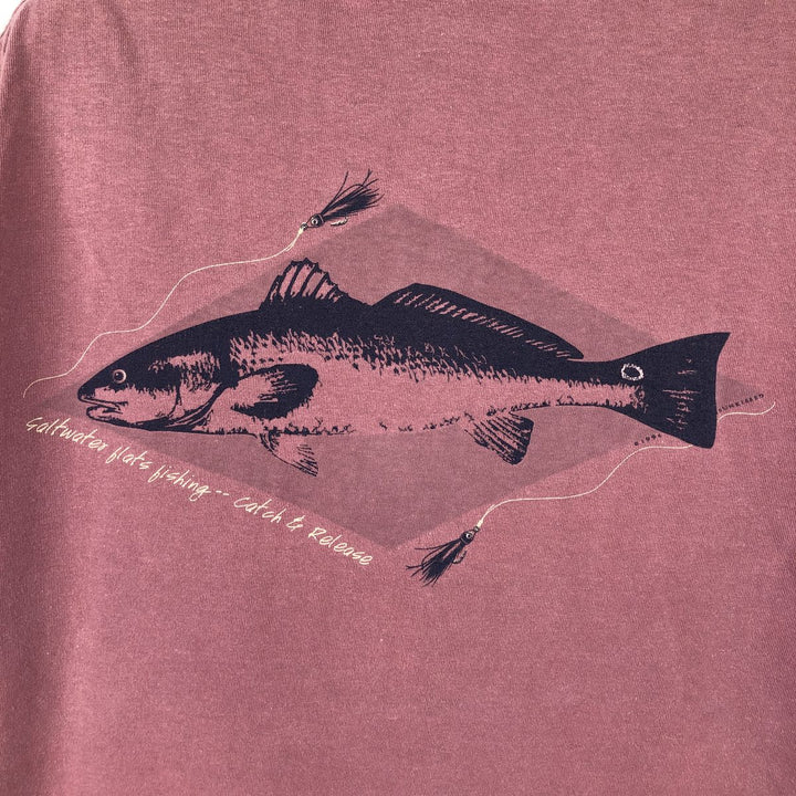 90'S ONEITA Fish Print Animal T-Shirt, Made in USA, Men's Size M (Equivalent), Vintage cotton pink type Vintage Second Hand