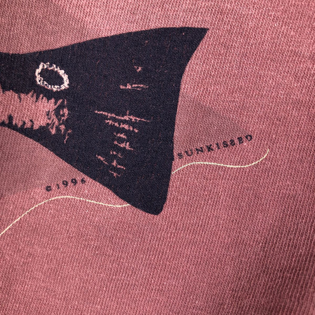 90'S ONEITA Fish Print Animal T-Shirt, Made in USA, Men's Size M (Equivalent), Vintage cotton pink type Vintage Second Hand