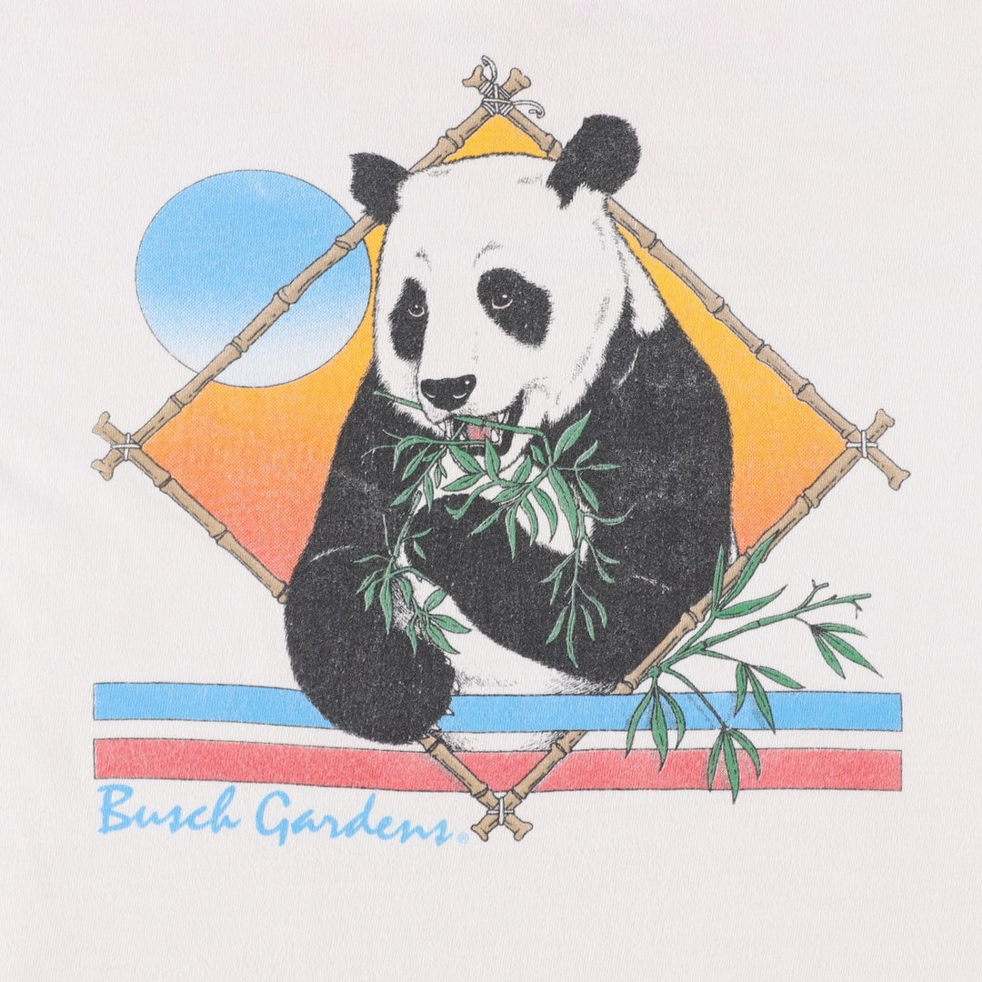 90'S ONEITA Panda Pattern Animal T-Shirt, Made in USA, Men's Size L (Equivalent), Vintage cotton ivory Vintage Second Hand