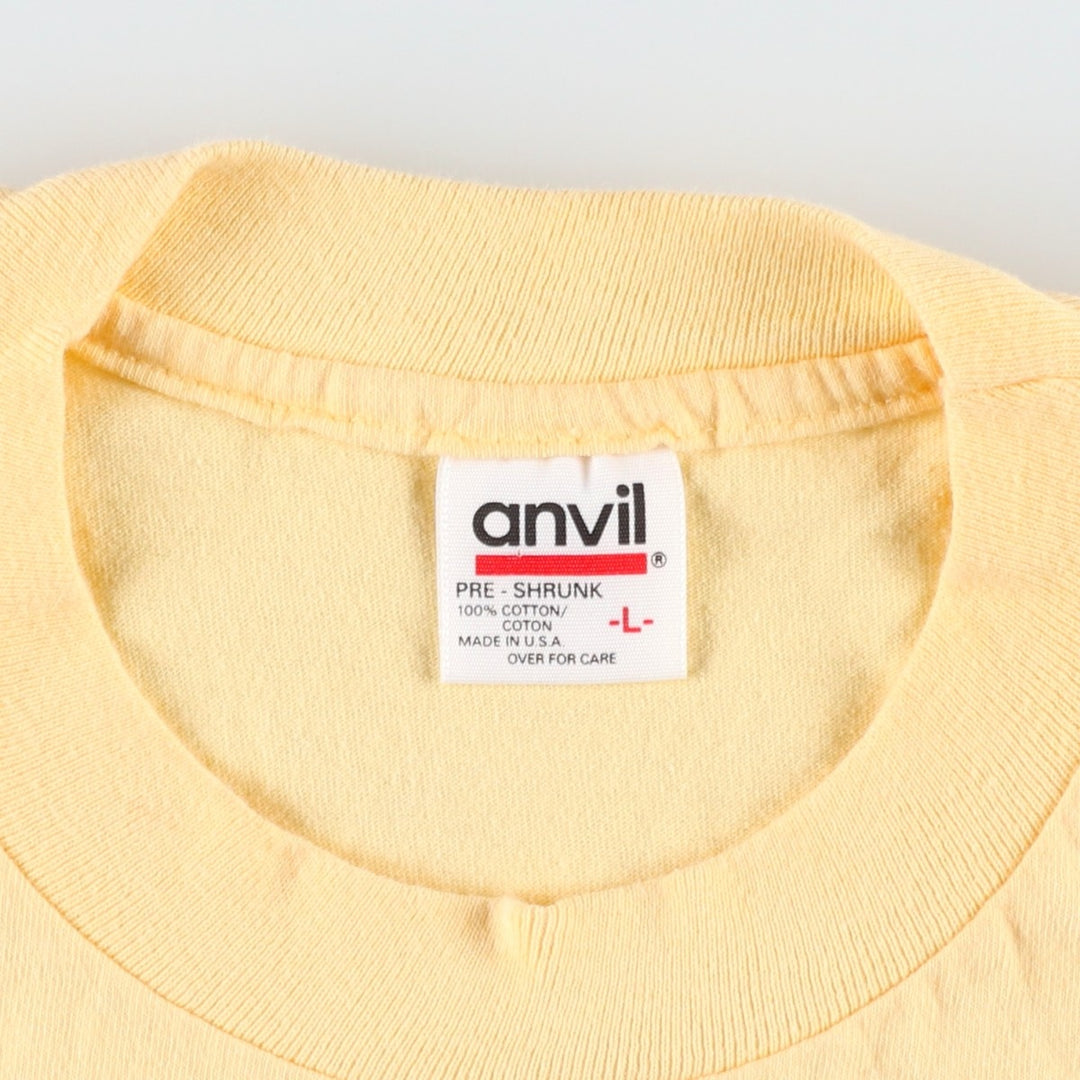 90'S Anvil Butterfly Animal T-Shirt Made in USA Men's L Size Vintage cotton yellow type Vintage Second Hand