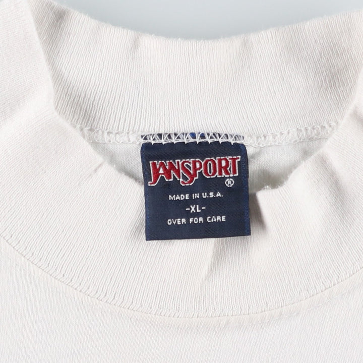 90'S Jansport USNA Naval Academy Mock Neck College T-Shirt, Made in USA, Men's XL equivalent, Vintage cotton white type Vintage Second Hand