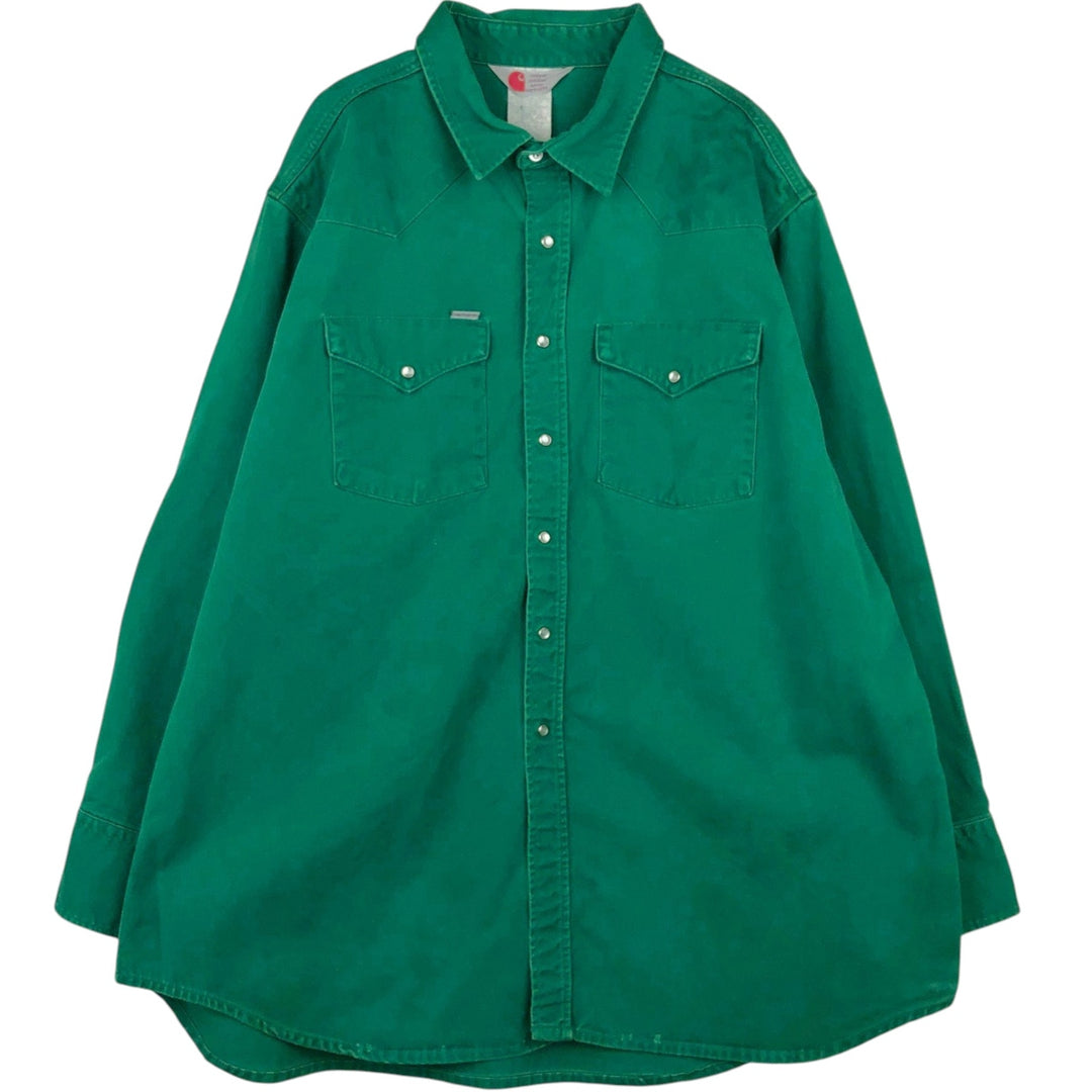 Carhartt Long-Sleeve Western Shirt, Men's Size XL (approx.) unclear green type Vintage Second Hand