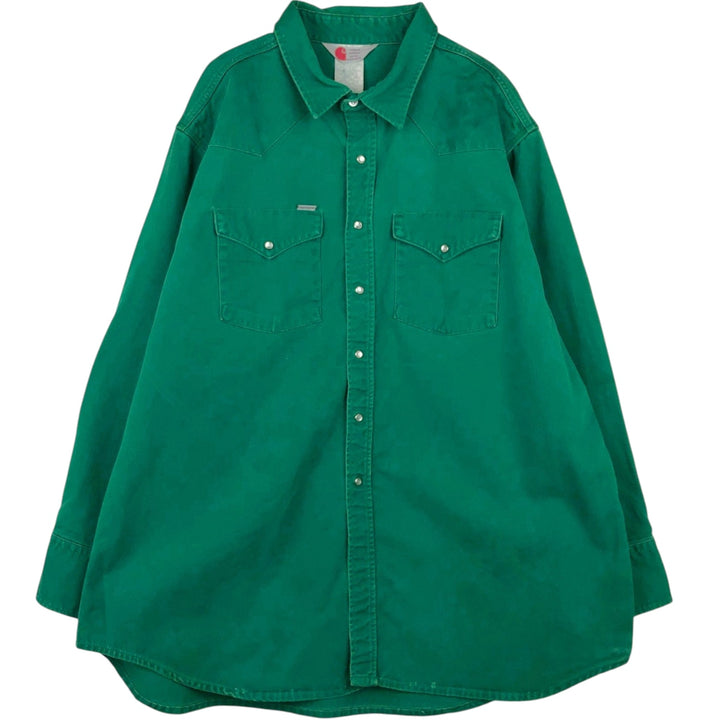 Carhartt Long-Sleeve Western Shirt, Men's Size XL (approx.) unclear green type Vintage Second Hand