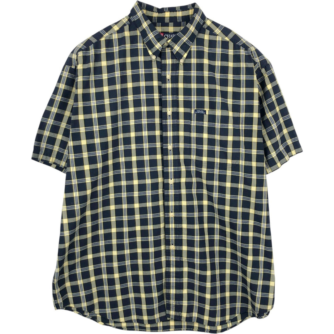 Ralph Lauren CHAPS short sleeve button down check shirt men's XL size cotton navy blue type Vintage Second Hand