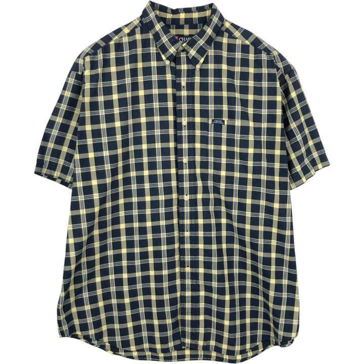 Ralph Lauren CHAPS short sleeve button down check shirt men's XL size cotton navy blue type Vintage Second Hand