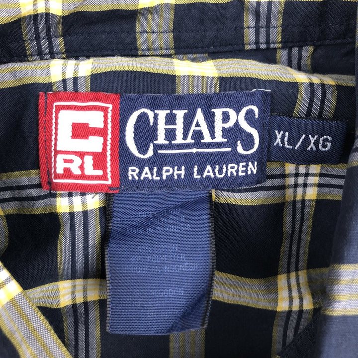 Ralph Lauren CHAPS short sleeve button down check shirt men's XL size cotton navy blue type Vintage Second Hand