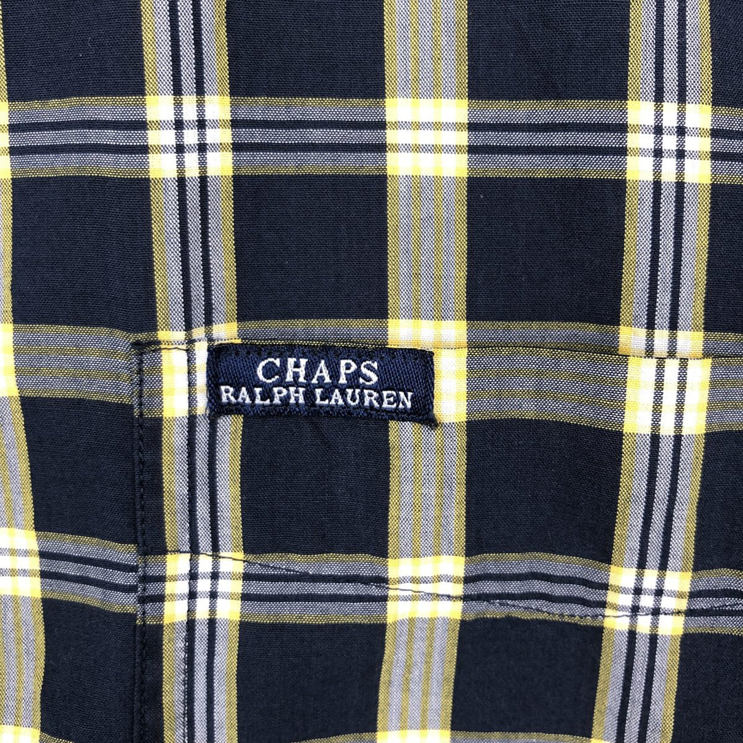 Ralph Lauren CHAPS short sleeve button down check shirt men's XL size cotton navy blue type Vintage Second Hand