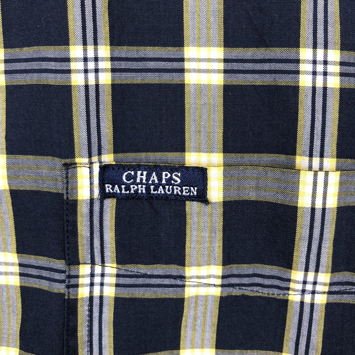 Ralph Lauren CHAPS short sleeve button down check shirt men's XL size cotton navy blue type Vintage Second Hand