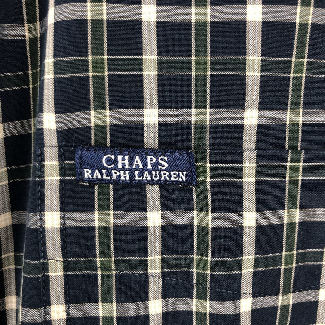 Ralph Lauren CHAPS short sleeve button down check shirt men's size L cotton navy blue type Vintage Second Hand