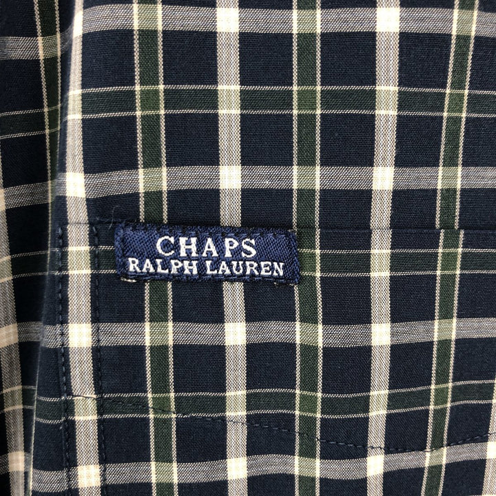 Ralph Lauren CHAPS short sleeve button down check shirt men's size L cotton navy blue type Vintage Second Hand