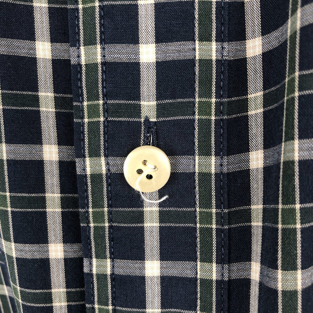 Ralph Lauren CHAPS short sleeve button down check shirt men's size L cotton navy blue type Vintage Second Hand