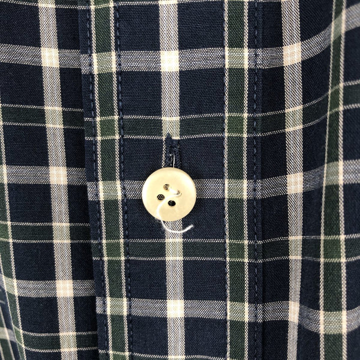 Ralph Lauren CHAPS short sleeve button down check shirt men's size L cotton navy blue type Vintage Second Hand