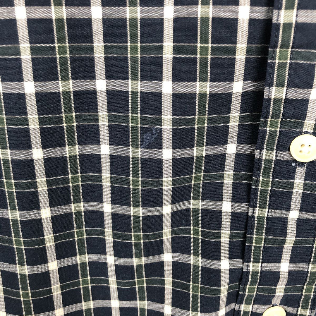 Ralph Lauren CHAPS short sleeve button down check shirt men's size L cotton navy blue type Vintage Second Hand