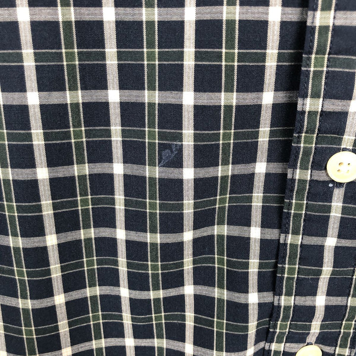 Ralph Lauren CHAPS short sleeve button down check shirt men's size L cotton navy blue type Vintage Second Hand