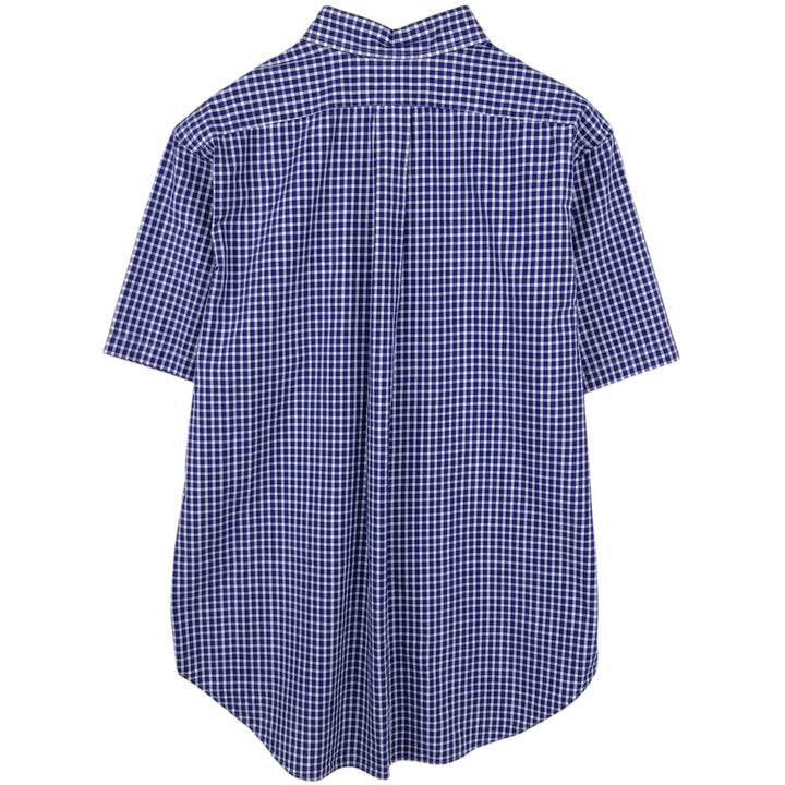 Ralph Lauren Classic Fit Gingham Check Short Sleeve Button Down Check Shirt Men's XL cotton Purple type blue-purple Vintage Second Hand
