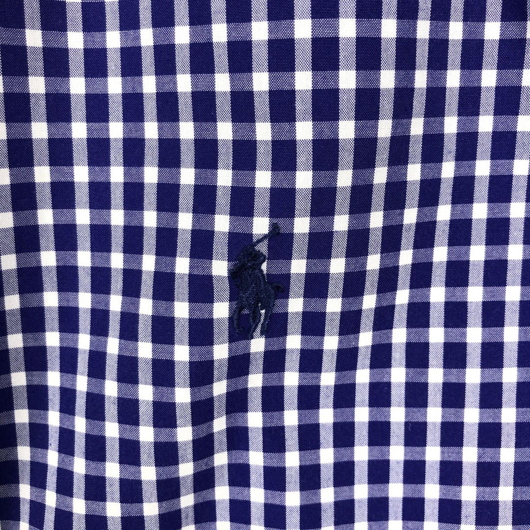 Ralph Lauren Classic Fit Gingham Check Short Sleeve Button Down Check Shirt Men's XL cotton Purple type blue-purple Vintage Second Hand