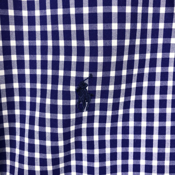 Ralph Lauren Classic Fit Gingham Check Short Sleeve Button Down Check Shirt Men's XL cotton Purple type blue-purple Vintage Second Hand