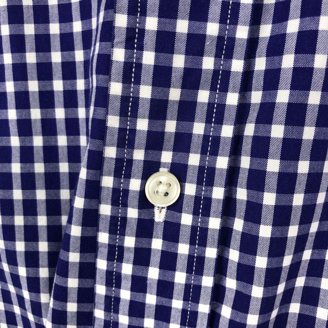 Ralph Lauren Classic Fit Gingham Check Short Sleeve Button Down Check Shirt Men's XL cotton Purple type blue-purple Vintage Second Hand
