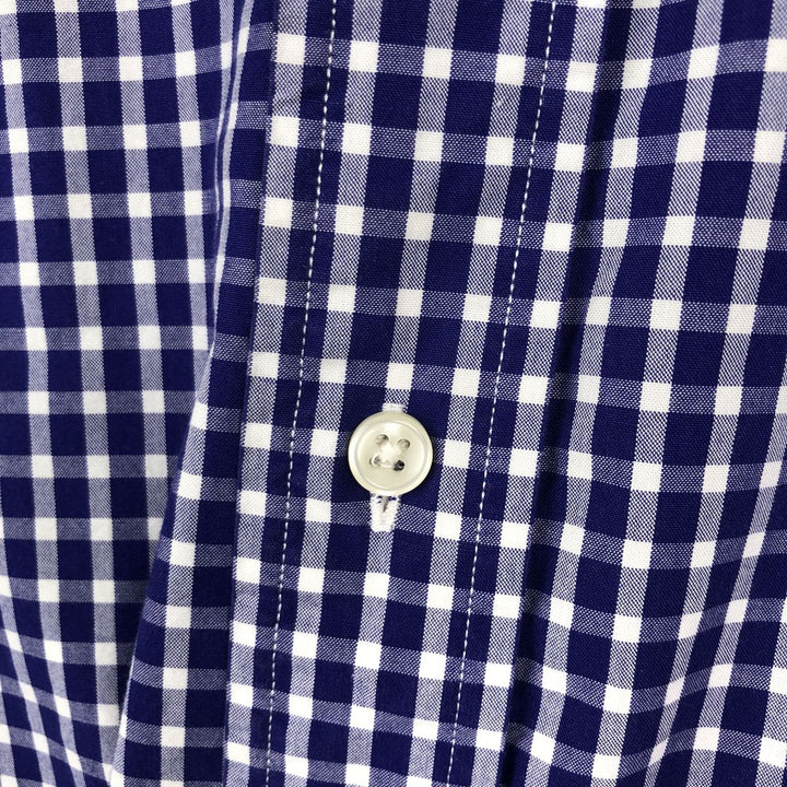Ralph Lauren Classic Fit Gingham Check Short Sleeve Button Down Check Shirt Men's XL cotton Purple type blue-purple Vintage Second Hand