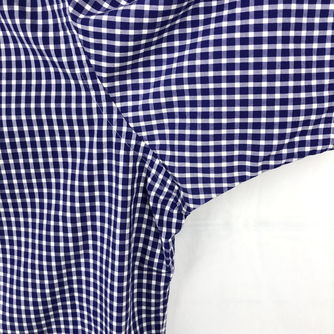 Ralph Lauren Classic Fit Gingham Check Short Sleeve Button Down Check Shirt Men's XL cotton Purple type blue-purple Vintage Second Hand