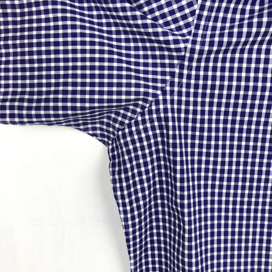Ralph Lauren Classic Fit Gingham Check Short Sleeve Button Down Check Shirt Men's XL cotton Purple type blue-purple Vintage Second Hand