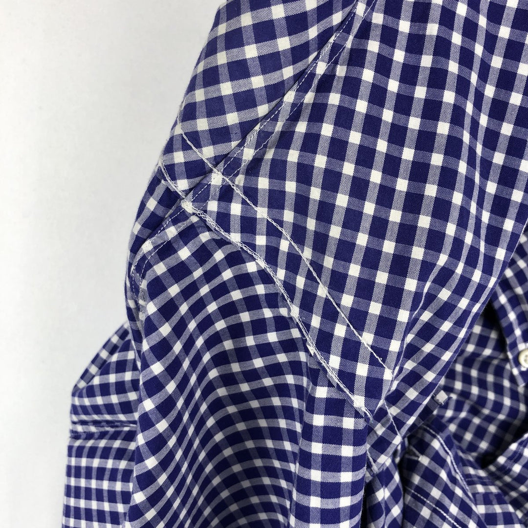 Ralph Lauren Classic Fit Gingham Check Short Sleeve Button Down Check Shirt Men's XL cotton Purple type blue-purple Vintage Second Hand