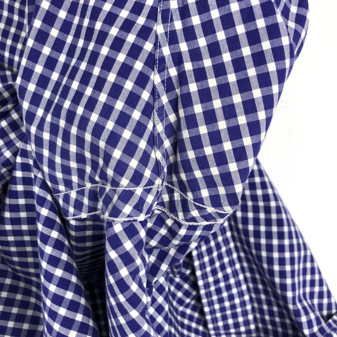 Ralph Lauren Classic Fit Gingham Check Short Sleeve Button Down Check Shirt Men's XL cotton Purple type blue-purple Vintage Second Hand