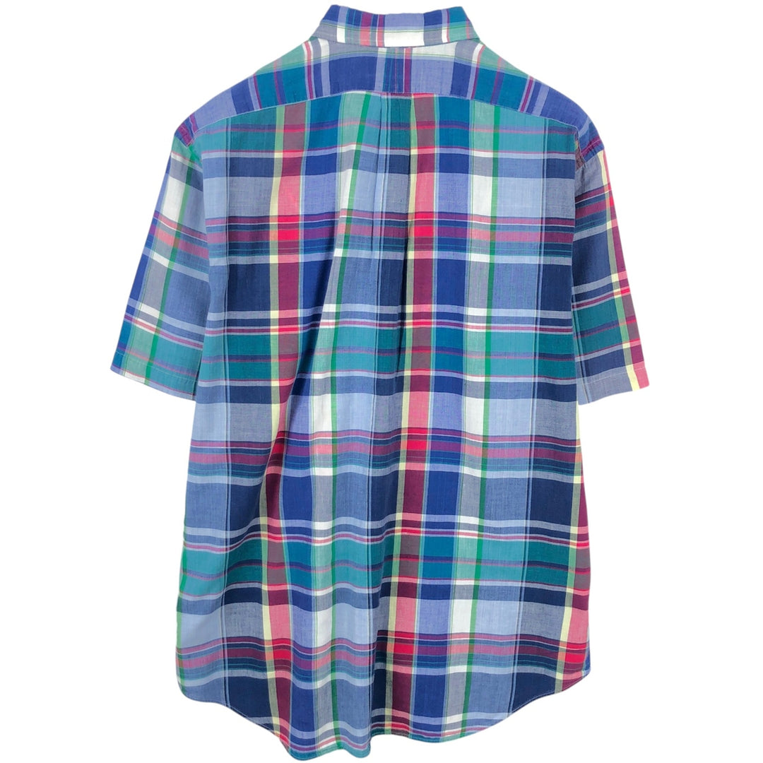 Ralph Lauren BLAIRE short sleeve button down check shirt, men's size L cotton blue type Vintage Second Hand
