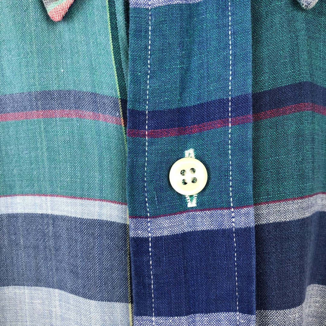 Ralph Lauren BLAIRE short sleeve button down check shirt, men's size L cotton blue type Vintage Second Hand