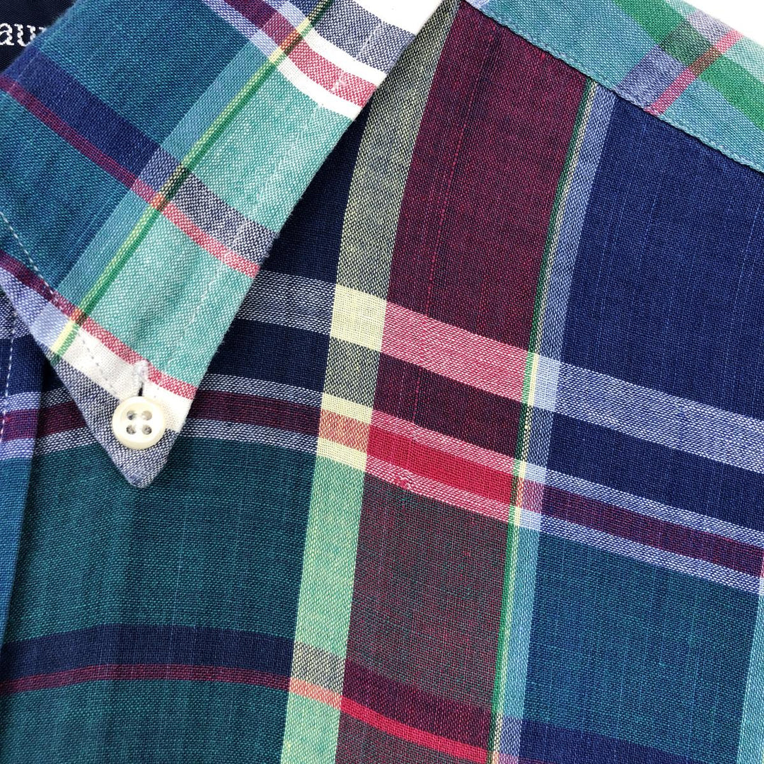 Ralph Lauren BLAIRE short sleeve button down check shirt, men's size L cotton blue type Vintage Second Hand