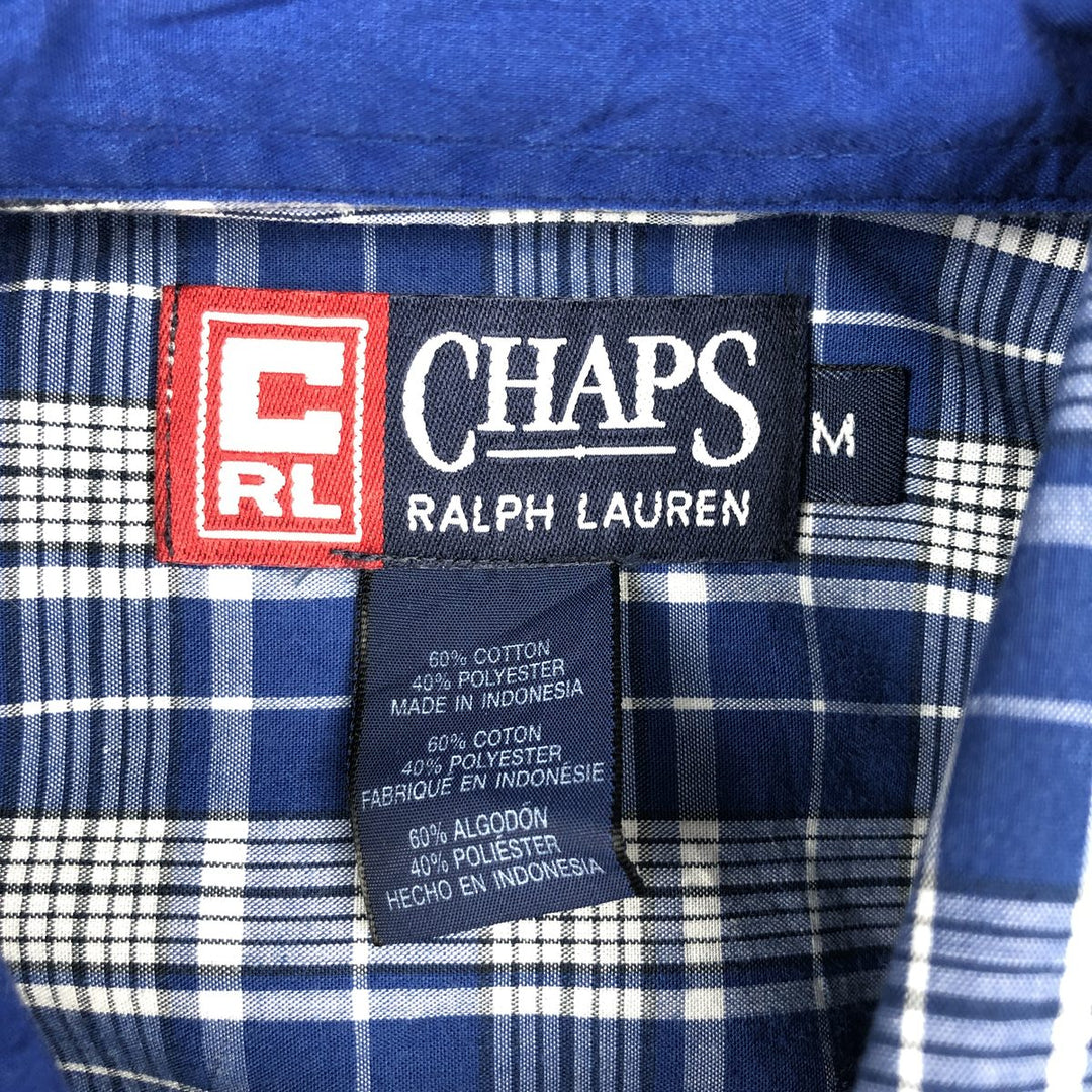 Ralph Lauren CHAPS short sleeve button down check shirt men's size M cotton blue type Vintage Second Hand