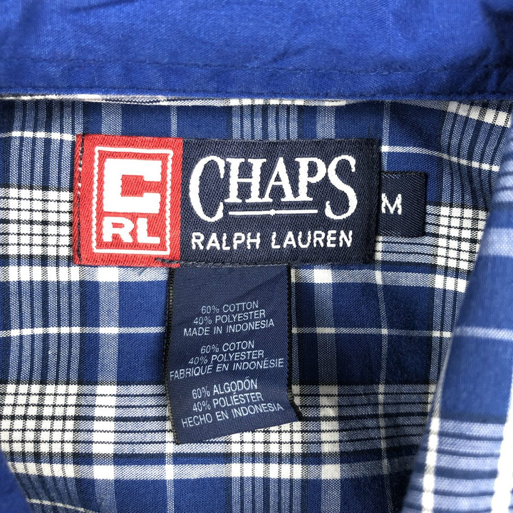 Ralph Lauren CHAPS short sleeve button down check shirt men's size M cotton blue type Vintage Second Hand