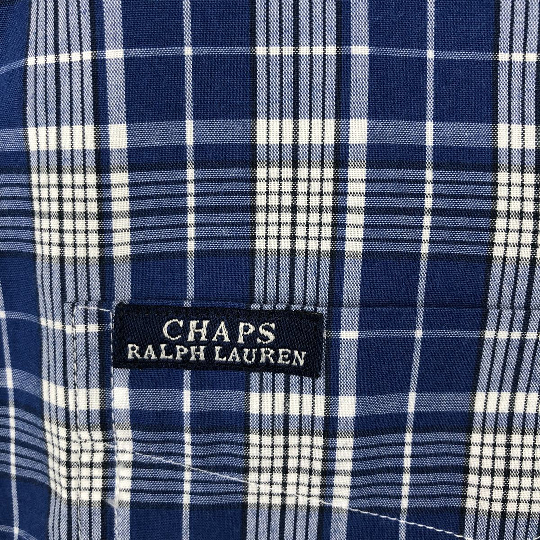 Ralph Lauren CHAPS short sleeve button down check shirt men's size M cotton blue type Vintage Second Hand