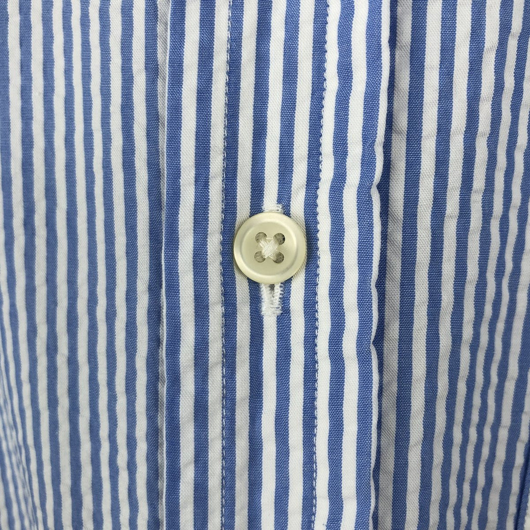 Ralph Lauren SEERSUCKER Short-Sleeve Button-Down Striped Shirt, Men's Size S (approx.) cotton Blue type light blue Vintage Second Hand