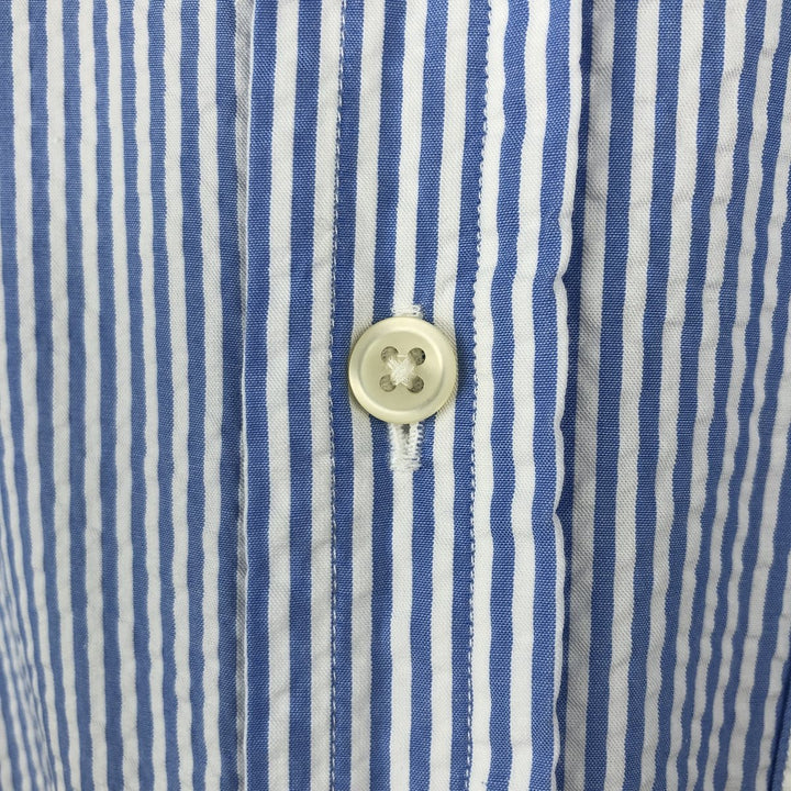 Ralph Lauren SEERSUCKER Short-Sleeve Button-Down Striped Shirt, Men's Size S (approx.) cotton Blue type light blue Vintage Second Hand