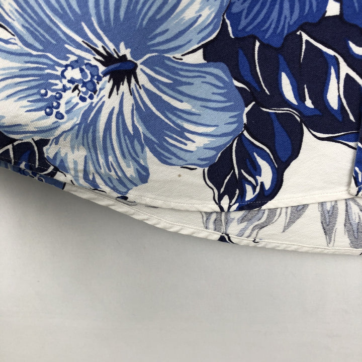Ralph Lauren SLIM FIT all-over floral hibiscus pattern button-down Hawaiian Aloha shirt, men's size L equivalent. unclear white type Vintage Second Hand