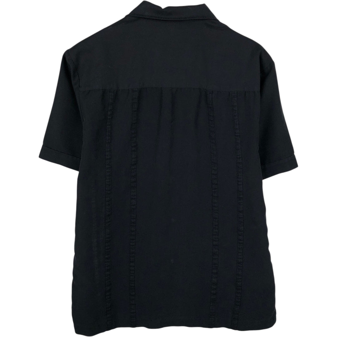 CUBAVERA Short-Sleeve Open-Collar Mexican Shirt (Men's Size S) Rayon black type Vintage Second Hand
