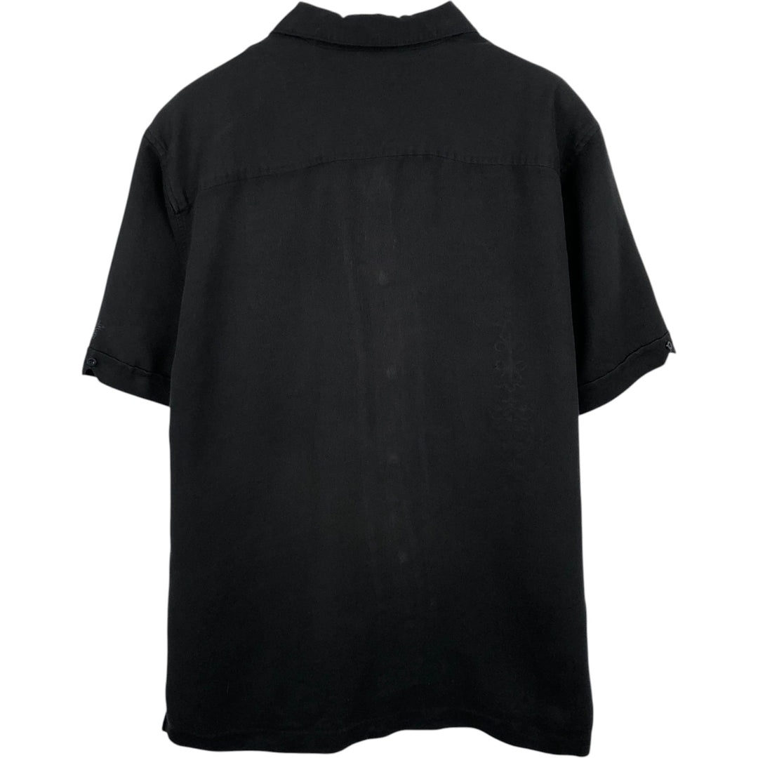 CUBAVERA Short-Sleeve Open-Collar Mexican Shirt (Men's Size L) Rayon black type Vintage Second Hand