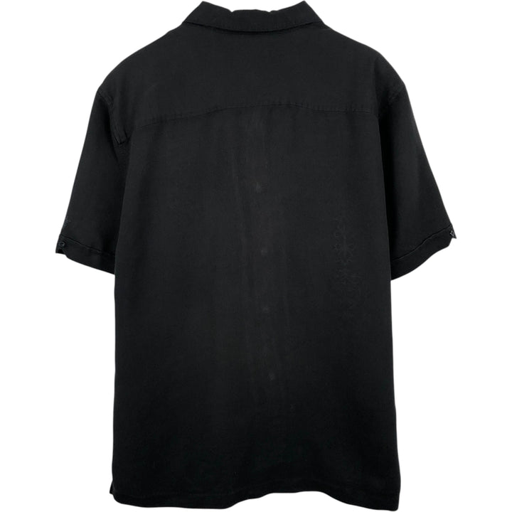CUBAVERA Short-Sleeve Open-Collar Mexican Shirt (Men's Size L) Rayon black type Vintage Second Hand